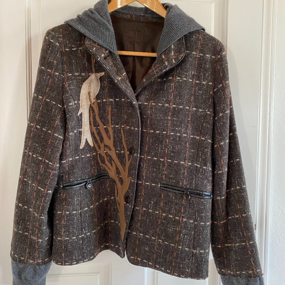 Bella Sisters Jacket, one of a kind with bird applique, size M